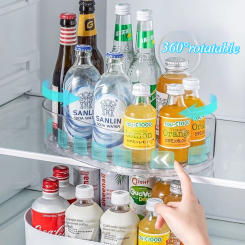 360° Rotating Tray Lazy Susan Fridge Organizer Turntable Storage Tray Clear Food Storage Organizer Spice Rack Cabinet Organizer