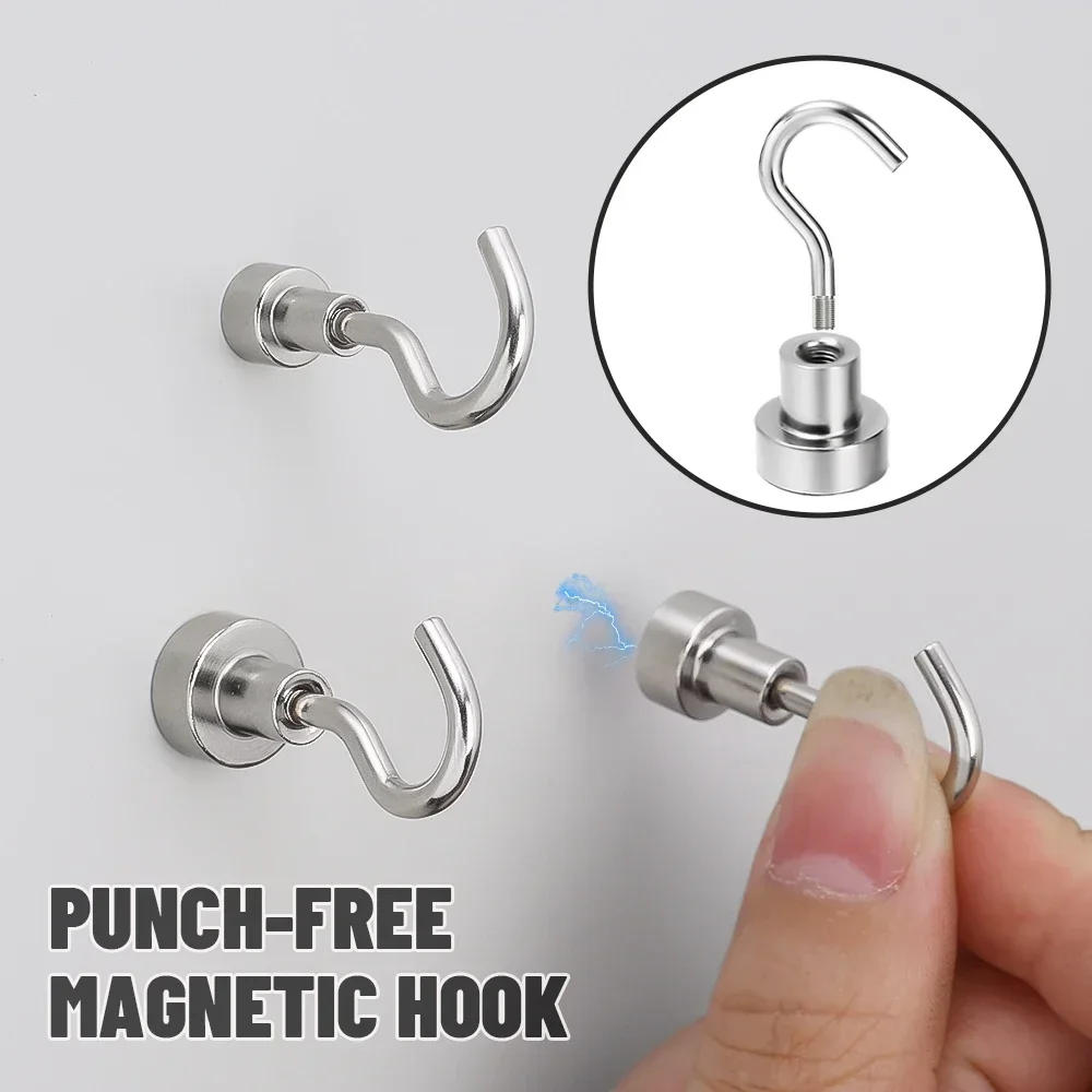 Description Picture 5 of item20/1Pcs Metal Strong Magnetic Hooks Wall-mounted Heavy Duty Magnet Hook Key Coat Hanging Hanger Home Kitchen Bathroom Storage