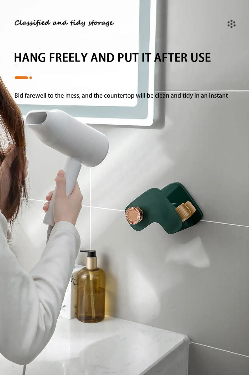 Description Picture 4 of itemHair Dryer Holder Bathroom Organizer Rack Wall Mounted Hair Straightener Stand Shelf Hairdryer Storage Shelves Blower Shelves