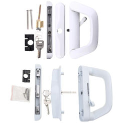 New Zinc Alloy Patio Door Handle with for Key Set Sliding Door Handle Set White/Blac