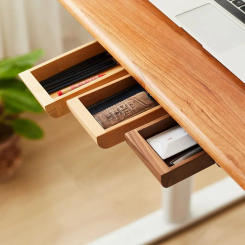 Pull Type Under Desk Natural Adhesive Bamboo/Walnut Home Storage Hidden Drawer Stationery Container Wooden Storage Drawer