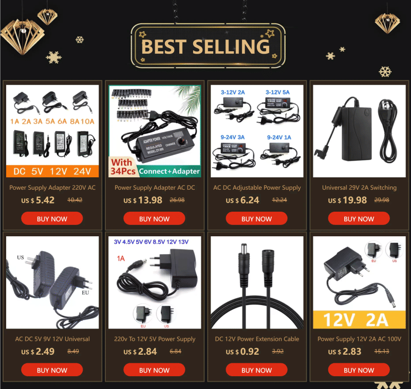 Description Picture 2 of itemAC DC 5V 12V 24V Power Supply 1A 2A 3A 5A 6A 8A 10A Transformer 220V To 12V 5V 24V Switching Power Supply Adapter 5 12 24 V Volt