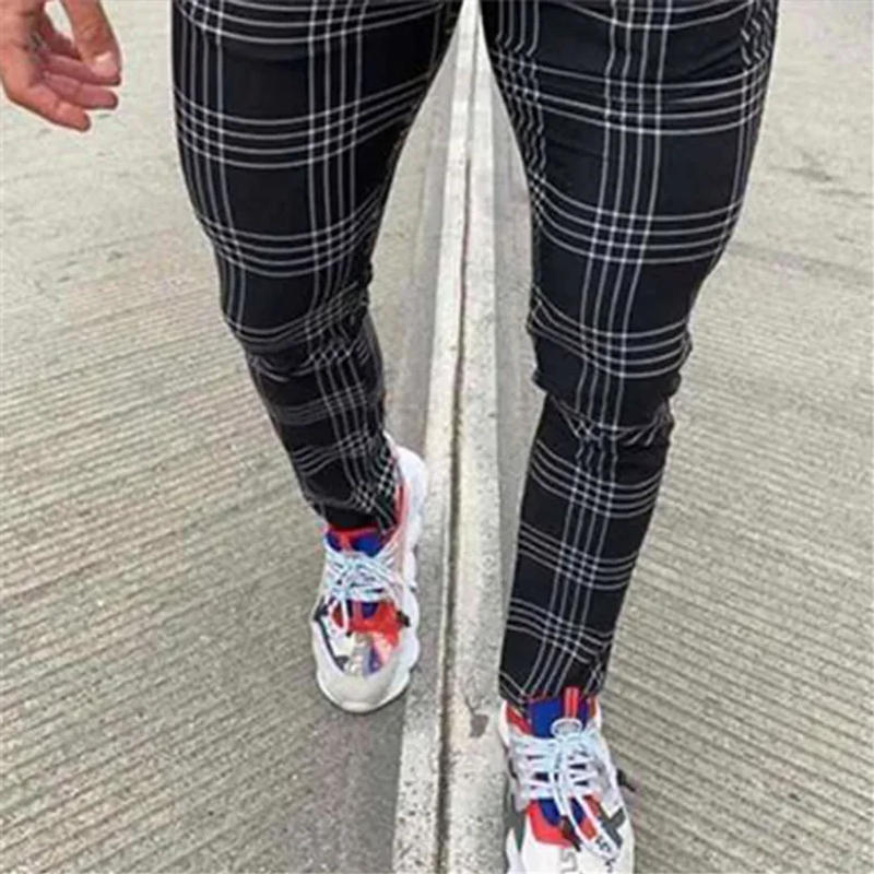 Description Picture 6 of item2024 New Fashion Trend Casual Large Plaid Slim Fit And Slimming Long Pants Men's Trousers