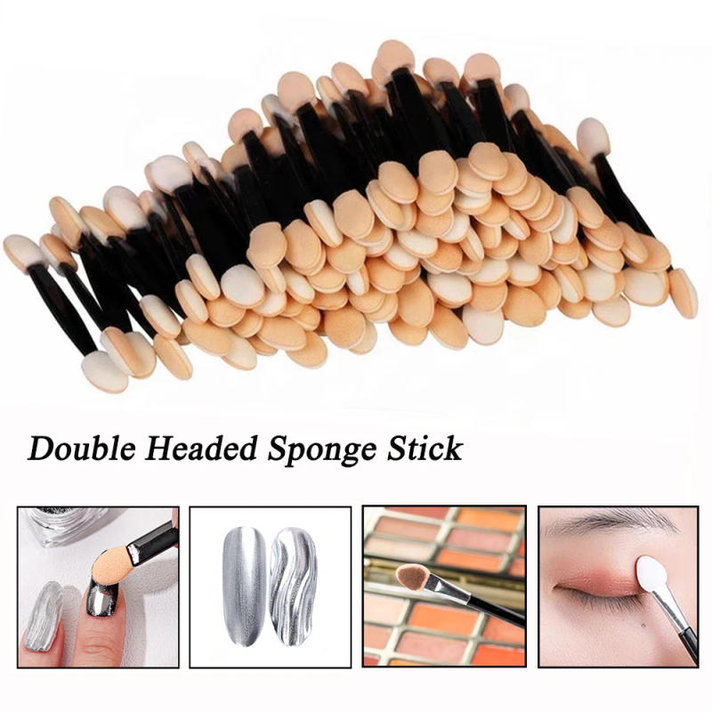 Description Picture 3 of item10/50/100/200/500/1000pcs Double Headed Sponge Brushes Chrome Mermaid Nail Powder Brush Eyeshadow Brush Makeup Manicure Tools