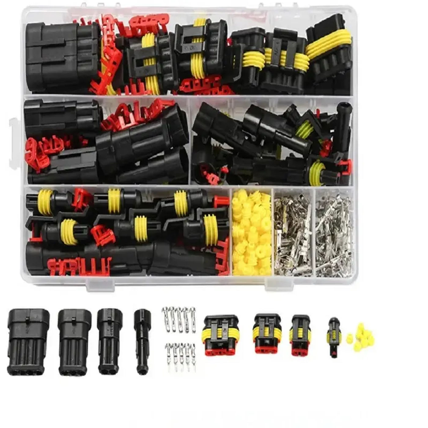 Description Picture 2 of item240/352Pcs Car Waterproof Connector Kit HID Xenon Lamp Harness Plug Connector 1/2/3/4 Holes