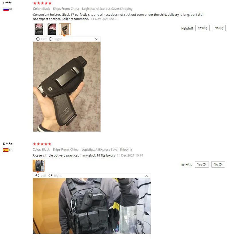 Description Picture 4 of itemUniversal Tactical Gun Holster Concealed Carry Holsters Belt Metal Clip IWB OWB Holster Airsoft Gun Bag for All Size Handguns