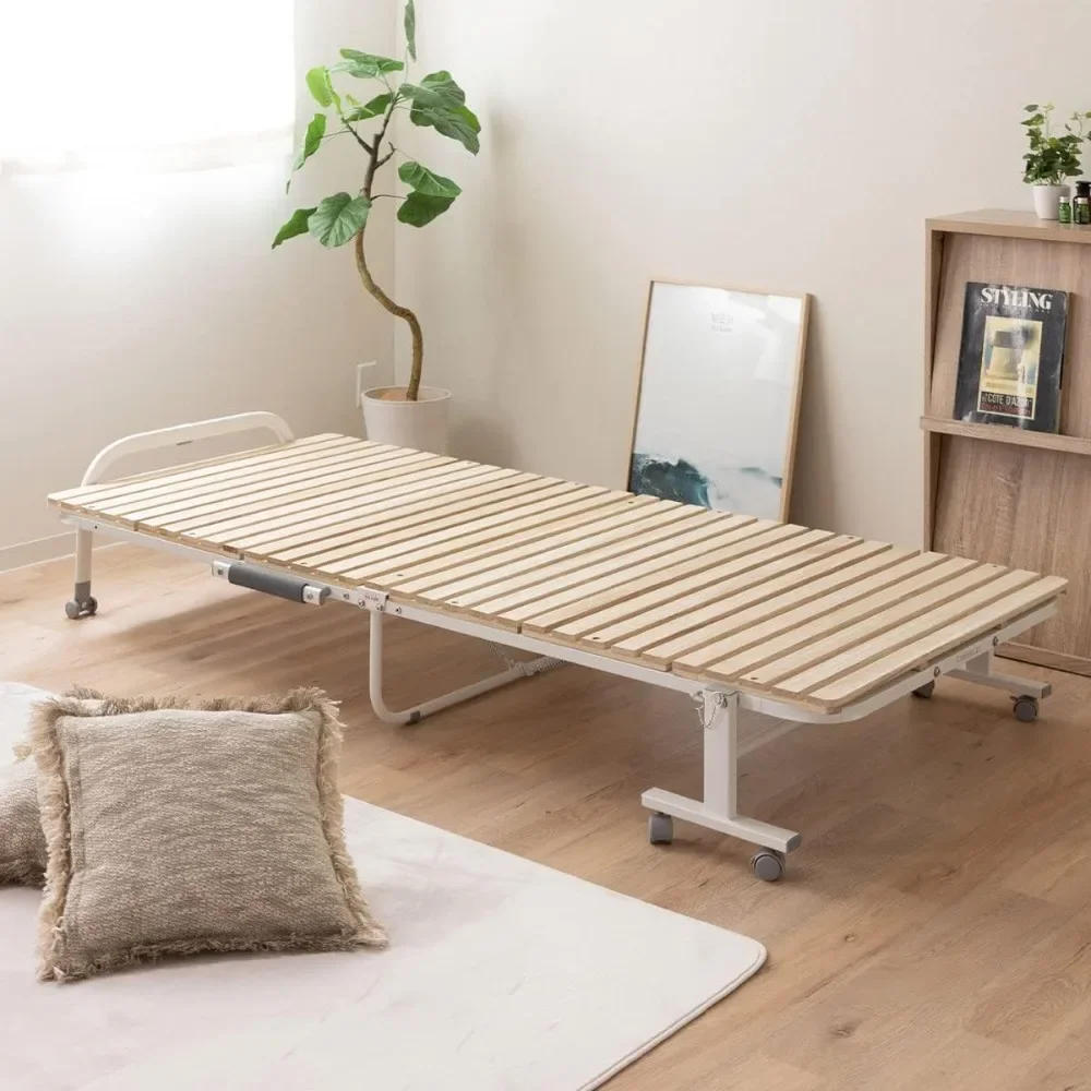 Description Picture 3 of itemWooden Slatted Folding Bed Frame Twin, Foldable Rollaway Sturdy Paulownia Japanese Futon Mattress Tatami Natural