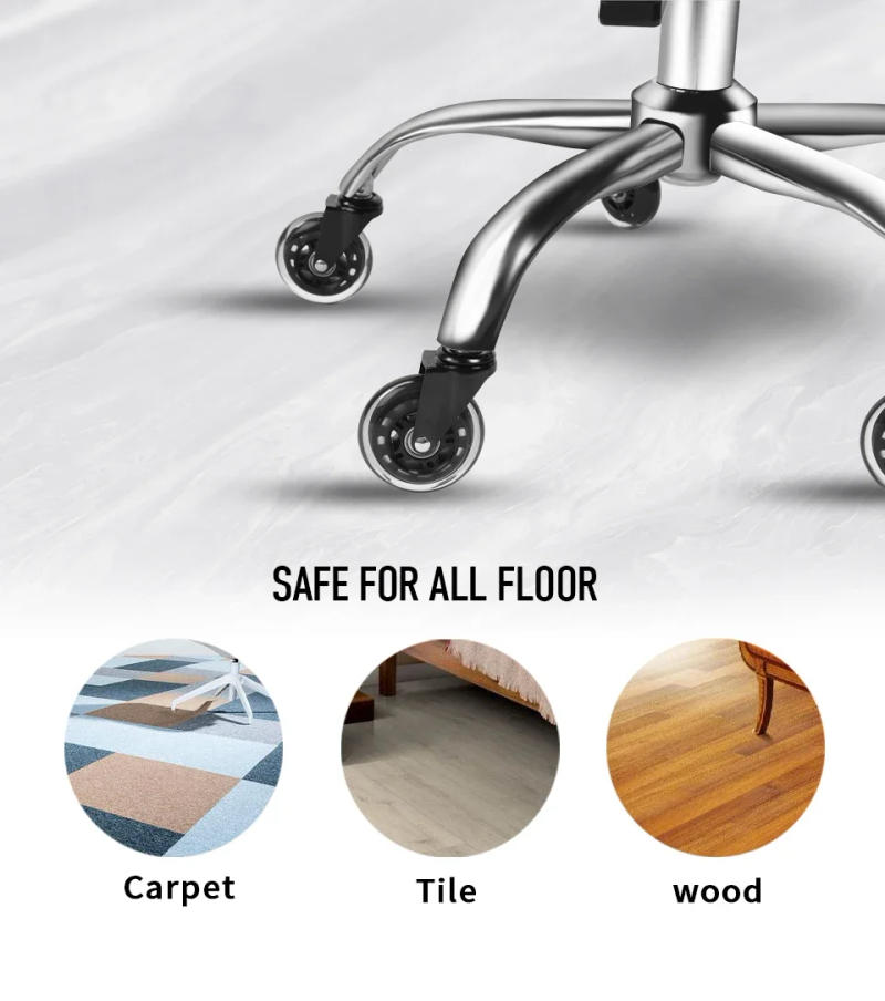 Description Picture 6 of item5PCS Soft Safe Rollers Office Chair Caster Wheels 3 Inch Swivel Rubber Caster Wheels Replacement Furniture Hardware