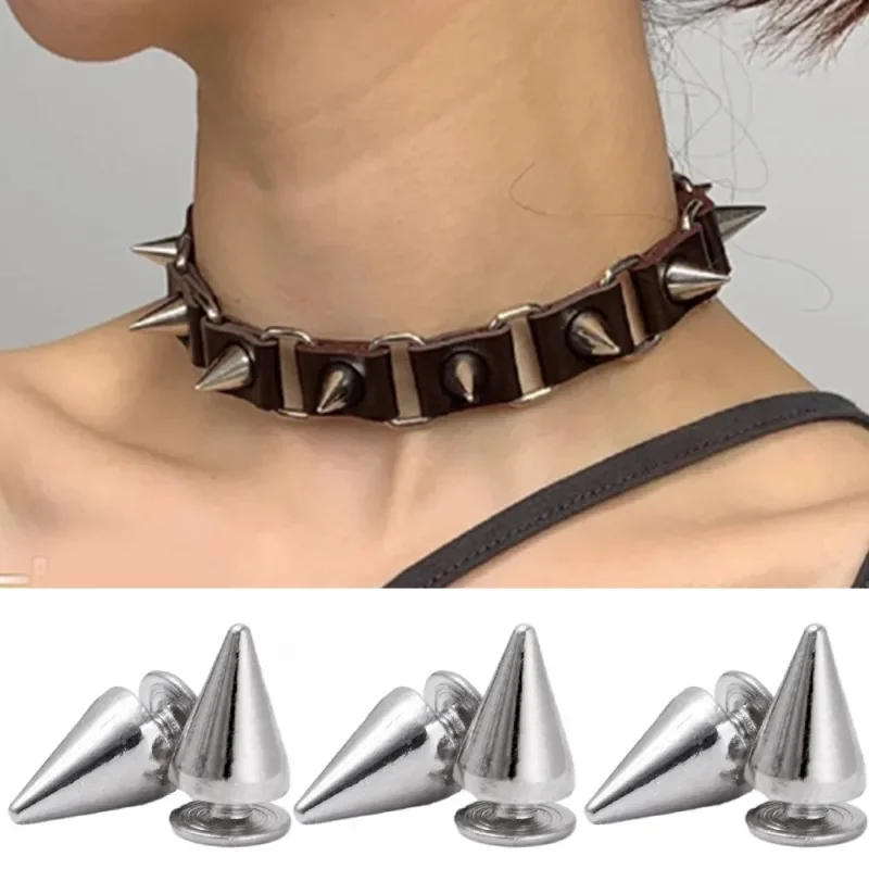 Description Picture 3 of item200/10Pcs Round Cone Rivets Silver Metal Cone Studs and Spikes for DIY Leather Garment Rivet Screwback Nail Clothing Accessories