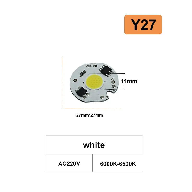 Description Picture 3 of item3W 5W 7W 10W 12W AC220V LED Lamp Chip Red Blue Green Cold White led COB Smart IC Driver Fit For DIY LED Spotlight Floodlight