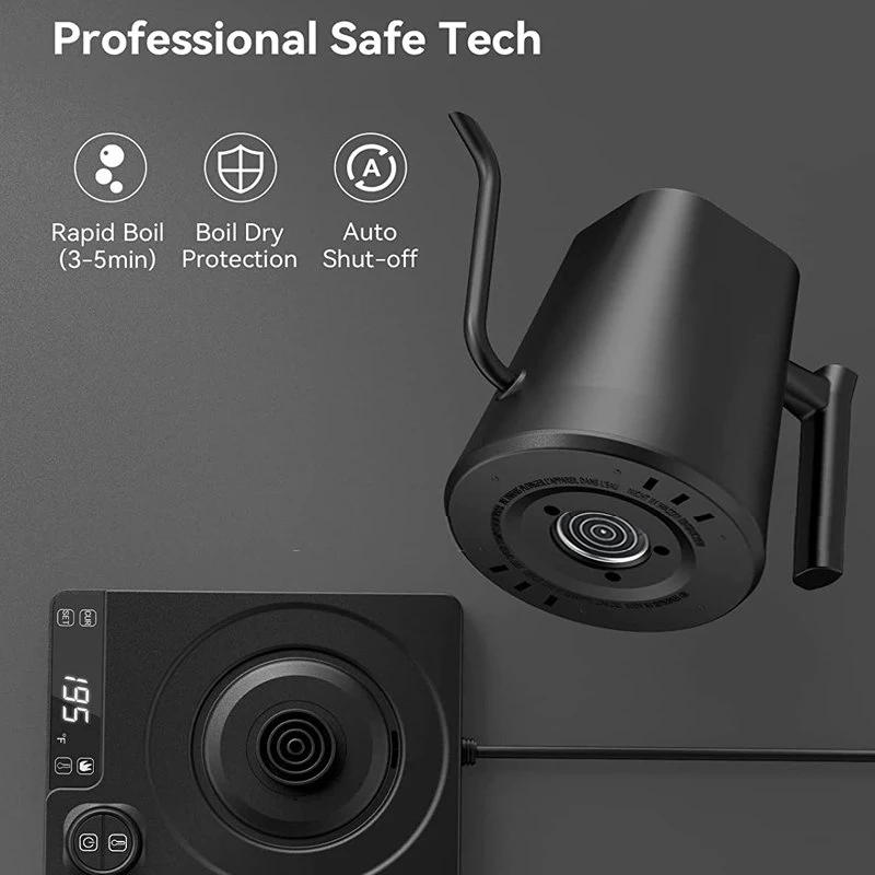 Description Picture 5 of itemGooseneck Electric Kettle Auto Shut-Off Black 1200 W Temperature Control Rapid Heating With LED Display 304 Stainless Steeel