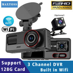Wifi 3 Channel Car DVR HD 1080P 3-Lens Inside Vehicle Dash CamThree Way Camera DVRs Recorder Video Registrator Dashcam Camcorder