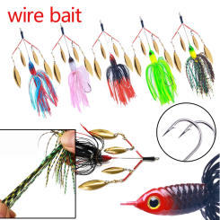 Bass Wire Baits Set Silicone Skirt Fishing Jig Lure Sequin Bait Leisure Activity Accessories for Freshwater Saltwater River Lake
