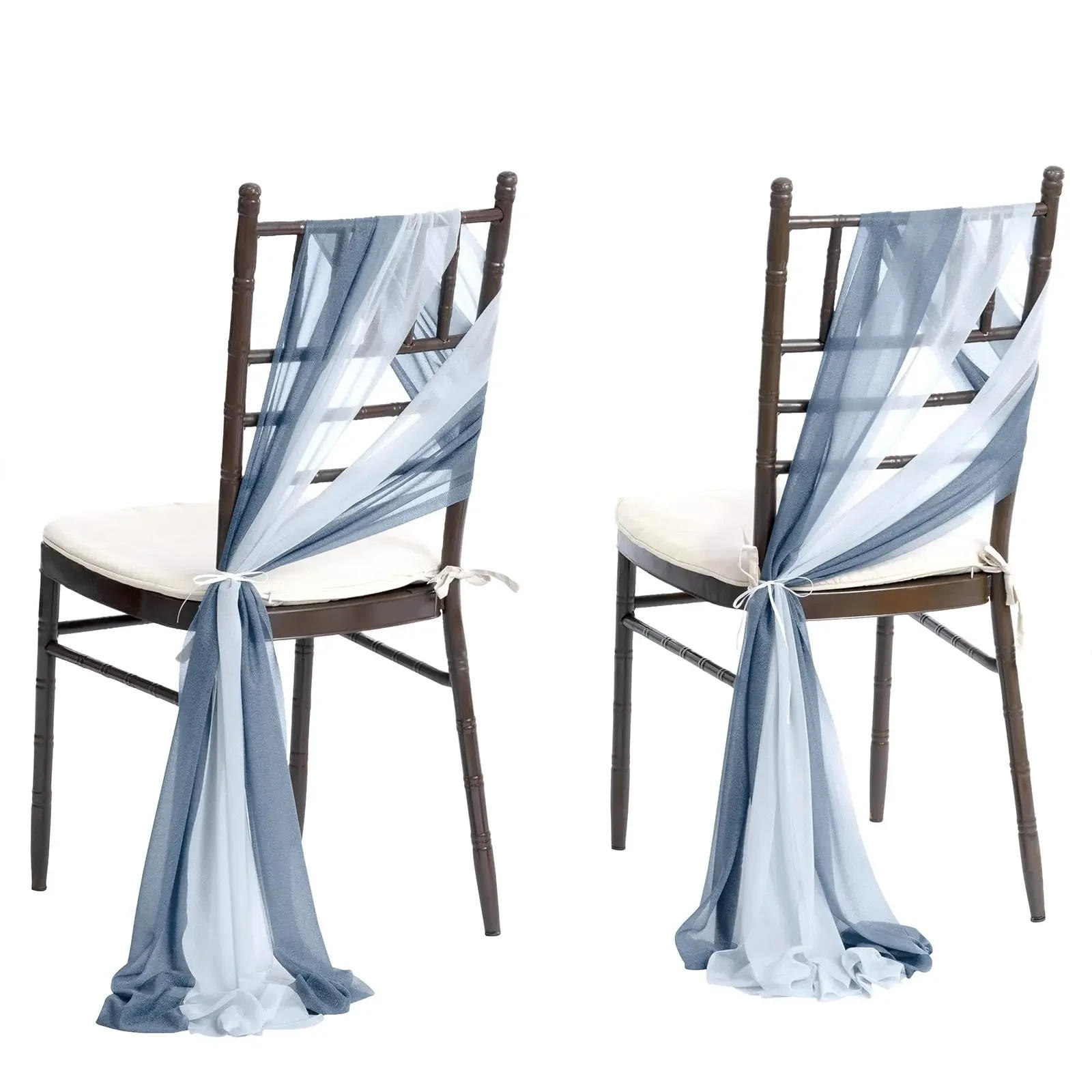Description Picture 2 of item10/50Pcs 17x250cm sage green Chiffon Chair Sashes 12 Set Sash Wedding Chair Covers Ribbon Wedding Party Aisle Chair Decor