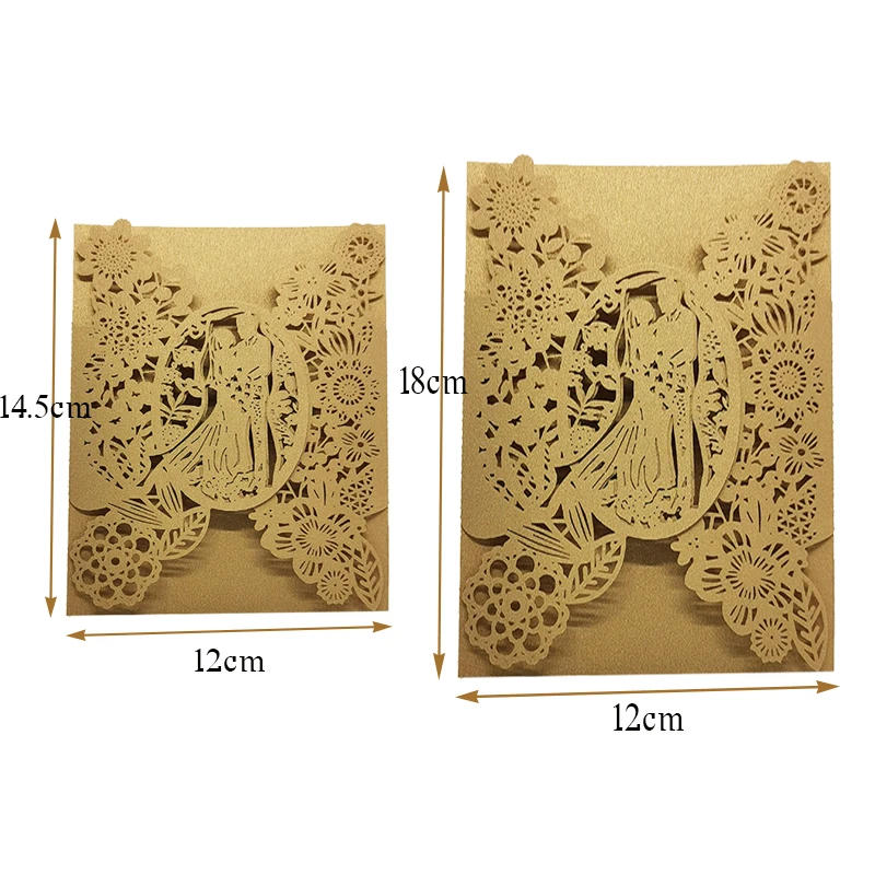 Description Picture 3 of item25pcs Bride & Groom Wedding Invitations Card Flowers Invitation Pocket Envelopes Cards Mariage Anniversary Party Supplies Favors