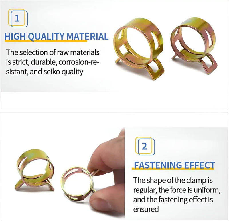 Description Picture 3 of item155Pcs 6-22mm 10 Size Manganese Steel Spring Driven Hose Clamp Low Pressure Air Clamp Fastener Sorting Kit For Pipes,Automobiles