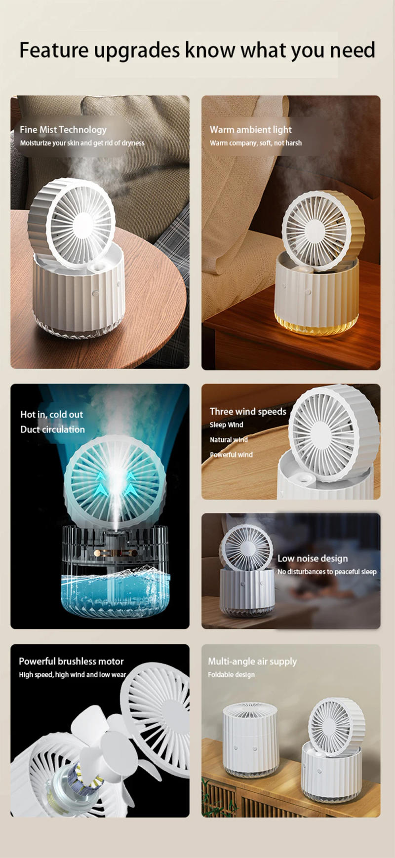 Description Picture 3 of itemHumidifier fan Portable Air Conditioner Fan Mini Personal Evaporative Air Cooler with 3 SpeedsLED Light,Timing Functio 3IN1