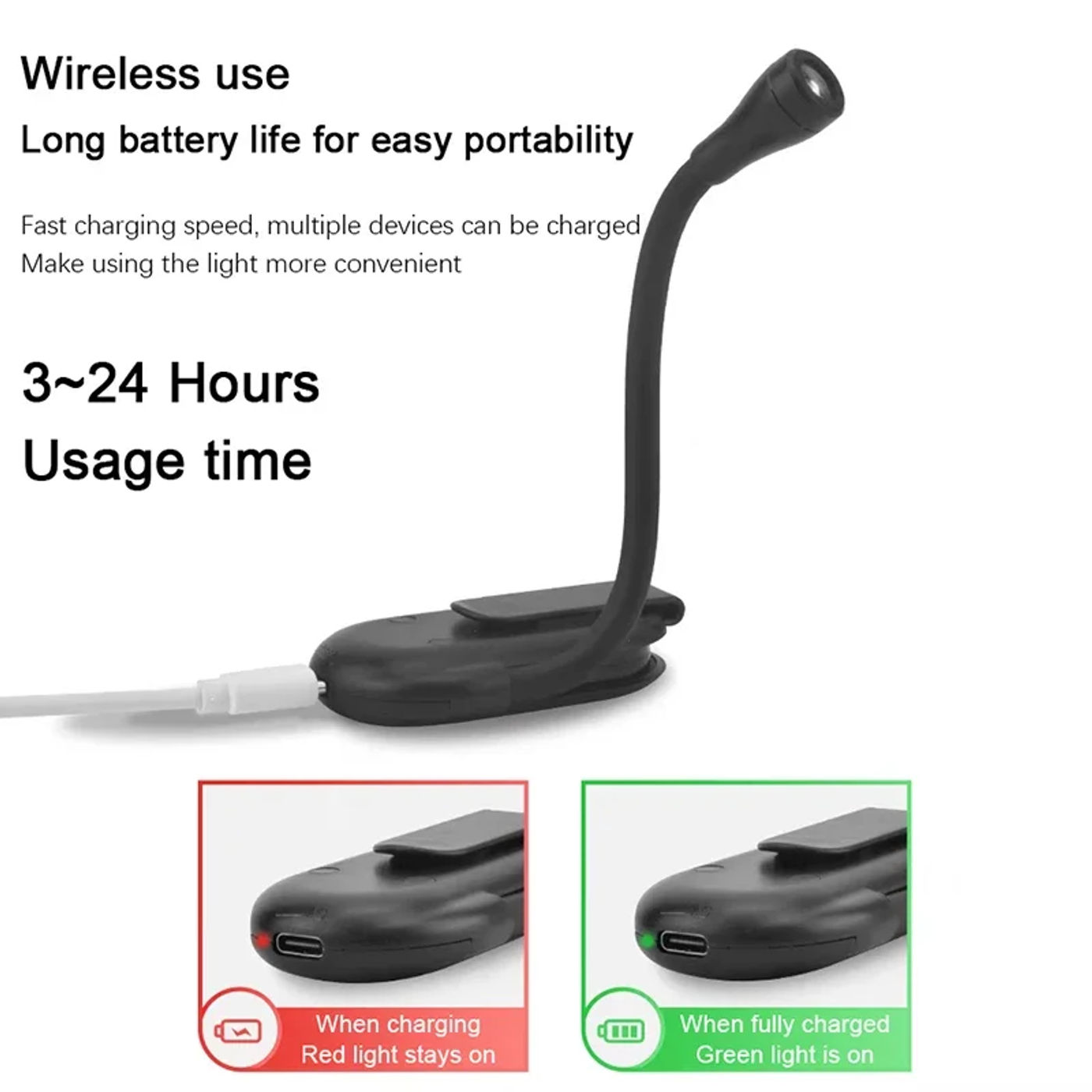 Description Picture 6 of itemCreativity Mini Reading Book Light Portable Clip Night Lights Usb Charging Dimmable Bedroom Eye Protect 360° Flip Led Book Lamps