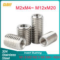 304 Stainless Steel M2 M3 M4 M5 M6- M12 M20 Inside Outside Thread Adapter Screw Nuts Insert Sleeve Converter Nut Coupler