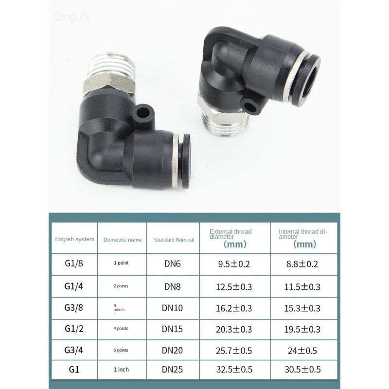 Description Picture 5 of itemExternal thread Elbow Quick Connector Alloy PL4 6 8mm Quick Insert Pneumatic Fitting Air Tube DIY Pneumatic Connector PL Series