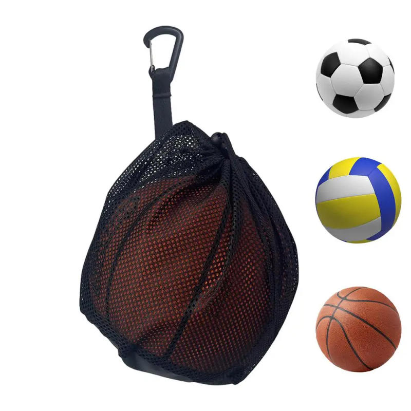 Description Picture 2 of itemSingle Ball Bag Mesh Bag For Transporting Single Volleyball Basketball Football Volleyball Bag Mesh Handbag Ball Bag Clip On