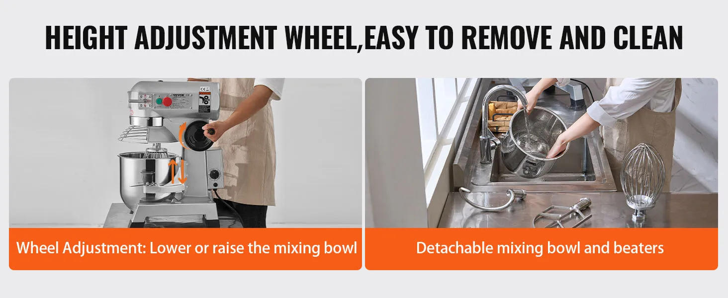 Description Picture 5 of itemCommercial Stand Mixer, 15Qt Stainless Steel Bowl, 500W Heavy Duty Electric Food Mixer with 3 Speeds Adjustable 113/184/34