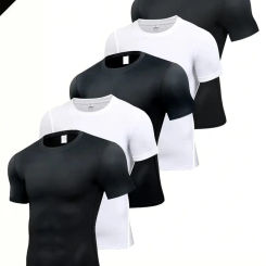 1 Piece Men's Sports Fitness Short Sleeve T-Shirts, Compression Tops, UV Protection Sweat Absorption Quick Drying Undershirts Fo
