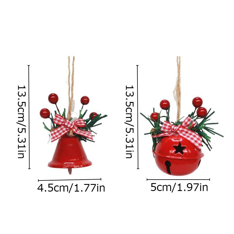 Description Picture 3 of itemChristmas Bells Hanging Decorations Xmas Tree Bell Pendant Imitation Red Berry Decor Iron Bell Pendants Hollowed Snowflake Bells