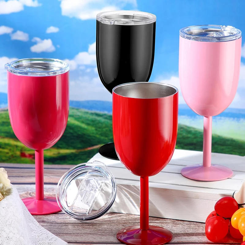 Description Picture 6 of item10oz Double layered Stainless Steel Goblet Red Wine Cocktail Glass U-shaped Metal Tall Champagne Glass Bar Creative Goblet Glass
