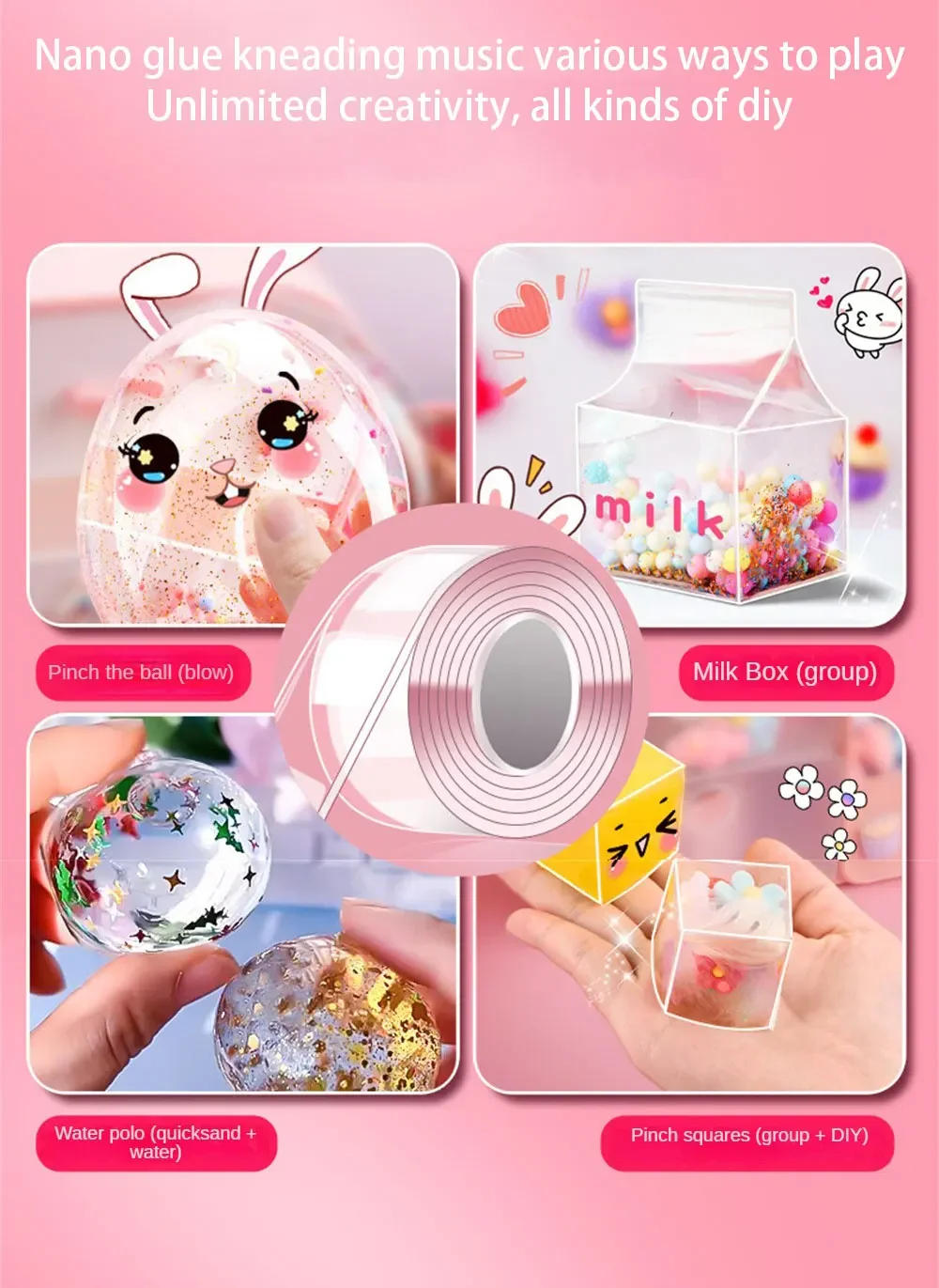 Description Picture 4 of itemPET Nano Tape Double Sided Tape Knead Music Blowing Bubbles Stress Relief Toys Adhesives Sealers Hardware Home Improvement