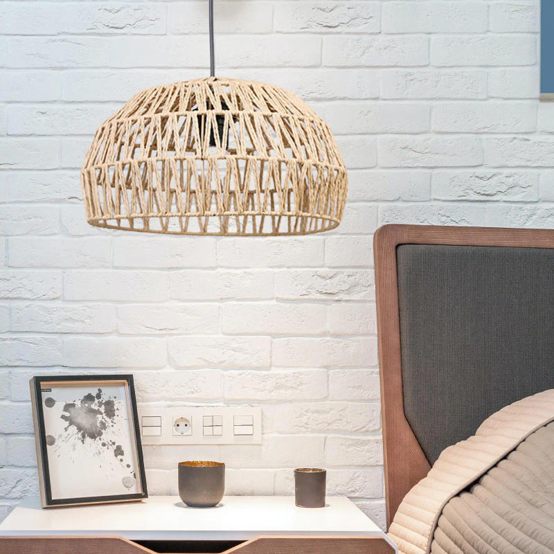 Description Picture 3 of itemPendant Lamp Shade Basket Hanging Light Fixture Paper Rope Woven Lampshade for Teahouse, Restaurant