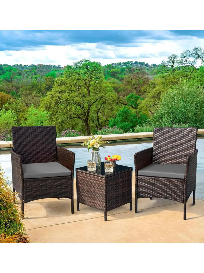 Description Picture 3 of itemPolyethylene (PE) Wicker 2 - Person Seating Group with Cushions outdoor furniture set patio  garden chair