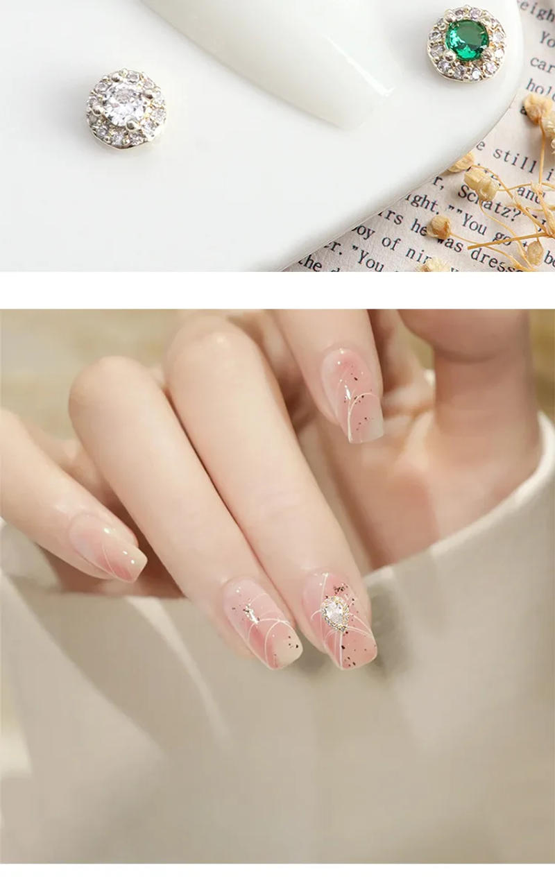 Description Picture 4 of item3PCS Small Luxury Glitter Zircon Full Diamonds Wrapped Round Drop Jewelry Alloy Nail Art Rhinestones Decorations Manicure Charms