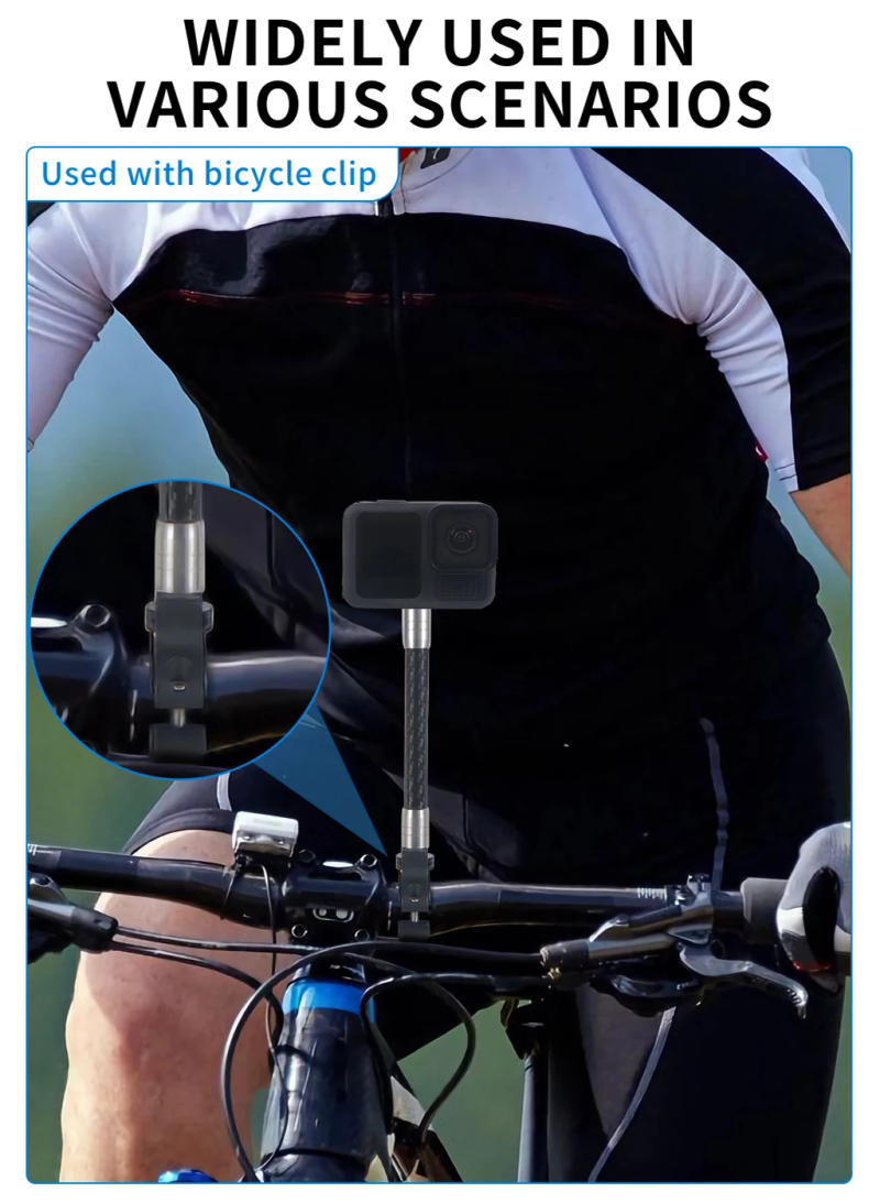 Description Picture 5 of item12mm Carbon Fiber Extend Pole Extension Arm 1/4 Selfie Stick Invisible Rod for Gopro DJI Insta360 Action Camera Helmet FOV Mount