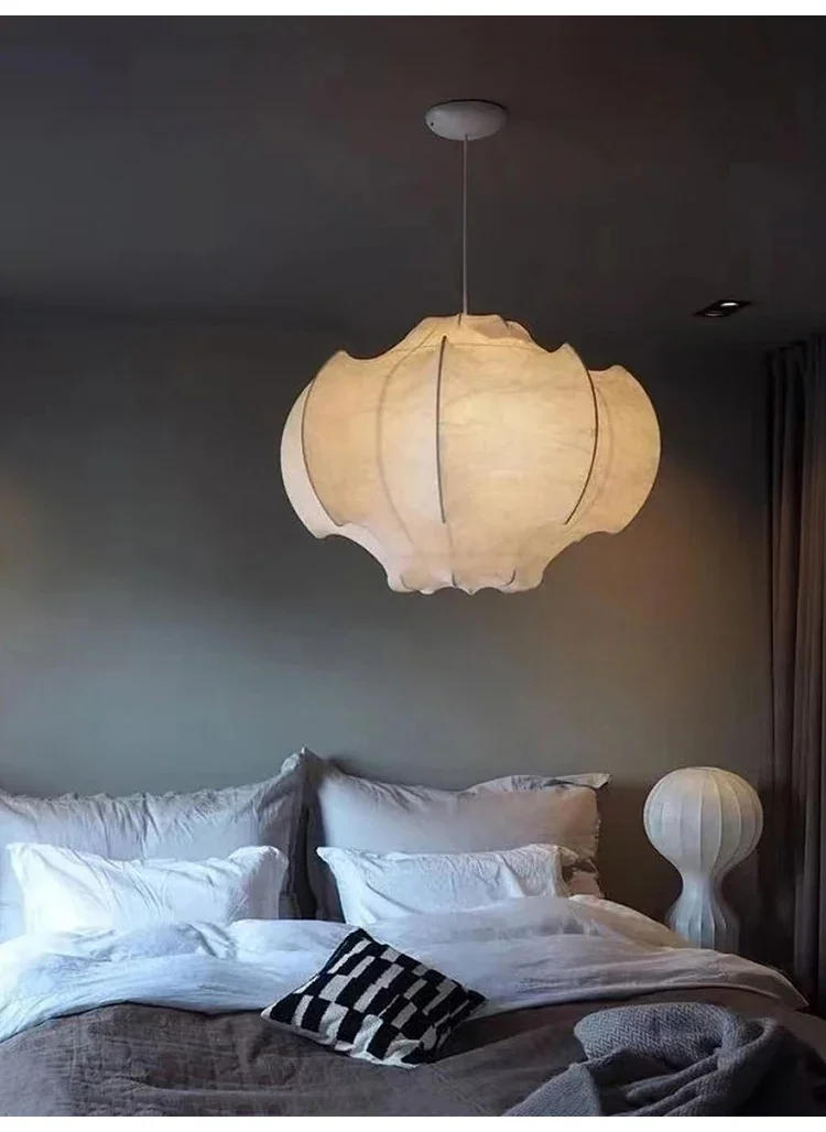 Description Picture 2 of itemJapanese Style Wabi-sabi Silk Net Celebrity Creative Pendant Lights Cream Style Living Room Bedroom Restaurant Homestay LED Lamp