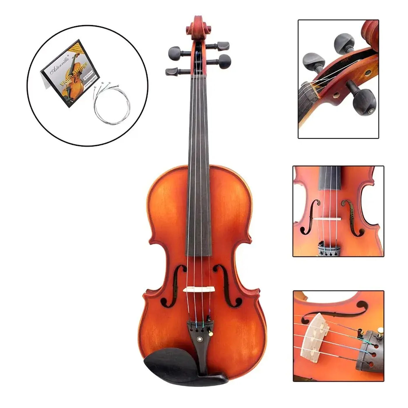 Description Picture 6 of item4pcs A Set of Violin Strings E-A-D-G Steel Core Nickel Silver Wound Exquisite Stringed Musical Instrument Parts Accessories