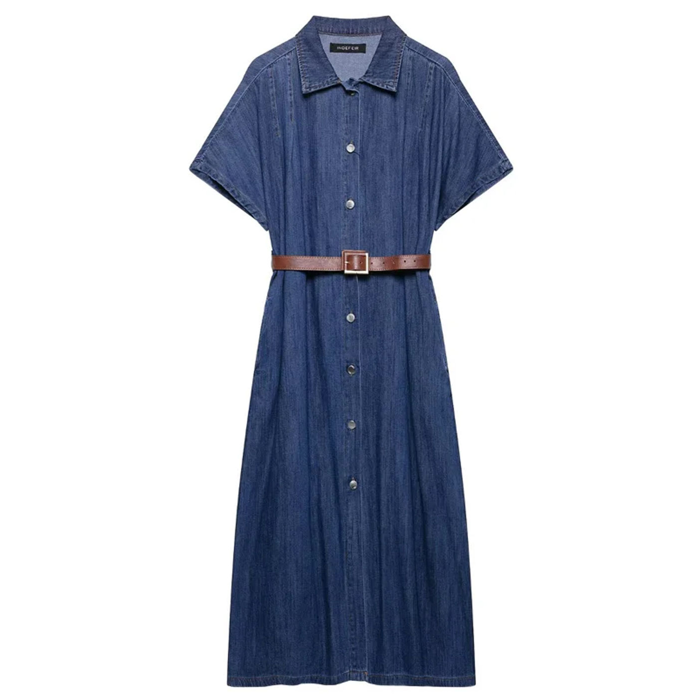 Description Picture 5 of itemTRAF Womens Blue Denim Dress Summer 2025 Woman Elegant Casual Women's Dresses Button Up Belt Long Dresses Vacation Vestidos 066