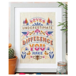 Never Underestimate Cross-stitch embroidery set design 18ct 14ct 11ct light yellow canvas embroider DIY needlework