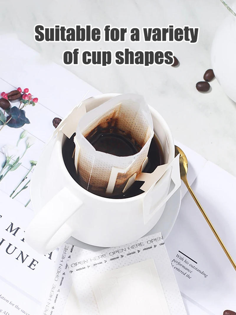 Description Picture 3 of item50PCS Portable Non-woven Coffee Filter Bag Hanging Ear Side Drip Coffee Bag Disposable Hand-made Paper Kitchenware