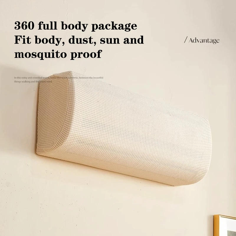 Description Picture 2 of item1Pcs Air Conditioner Dust Cover Solid Color Home Decor Soft Wall Mounted Protector Protective Easy Cleaning Cover Classic Dust