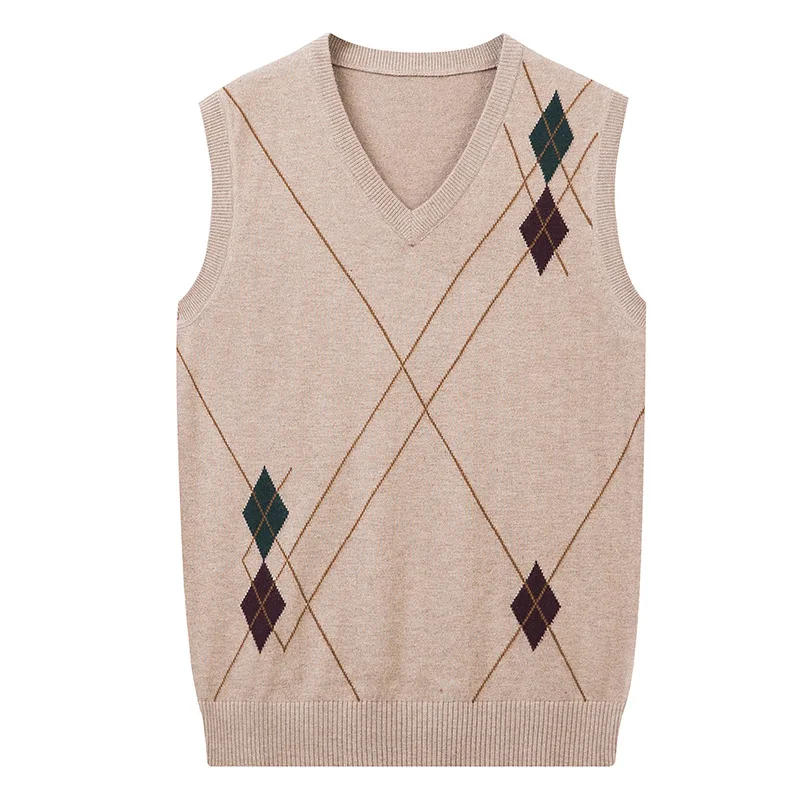 Description Picture 6 of itemKorean Fashion Men's Wool Knitted Casua Vest V-neck Slim Fit Sleeveless Business Waistcoat  Wool Vest Plus Size 3XL