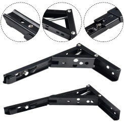 1pc 4/8/10/12inch Heavy Duty Metal Folding Shelf Brackets Collapsible Wall Mounted L-Table Hinges For Bench Table Hardware Parts