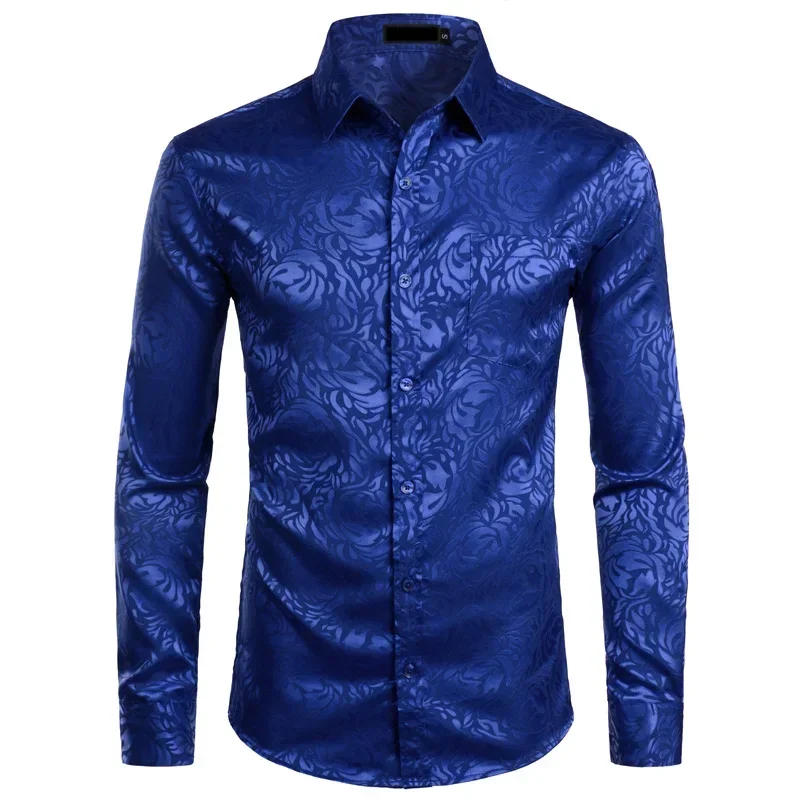Description Picture 5 of itemMen's Floral Black Dress Shirts 2023 Stylish New Long Sleeve Steampunk Shirt Men Party Club Bar Social Shirt Male Chemise Homme