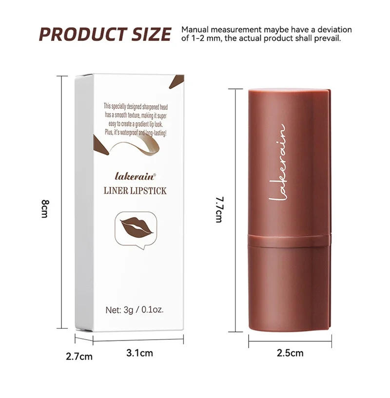 Description Picture 4 of itemTapered Gradient Lip Liner Pencil Purple Brown Pointed Head Lipliner Waterproof Non Sticky Matte Lipstick Gradient Contouring