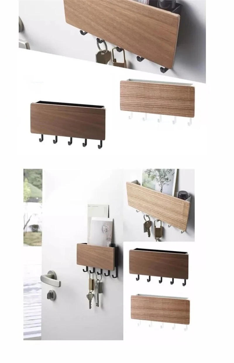 Description Picture 3 of itemWall Hanging Bamboo Key Hanger Holder Wall Organizer Rectangle Key Rack Hooks Coat Hooks Home Decoration Coat Hanger