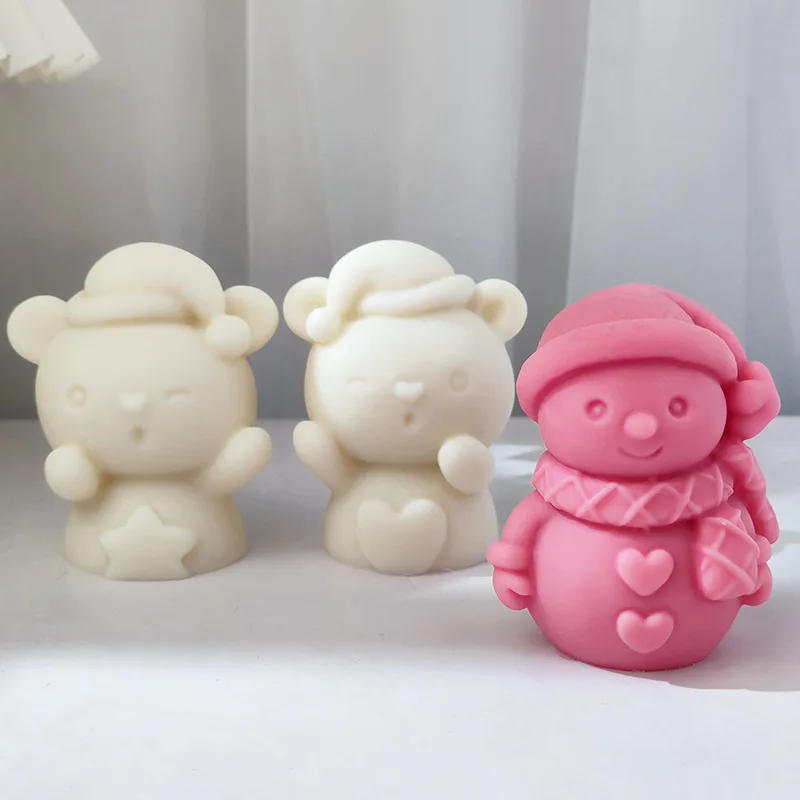 Description Picture 5 of itemHeart Star Bear Candle Silicone Mould Christmas Snowman Soap Resin Crystal Mould Chocolate Drink Ice Mold Party Cake Decor Gifts