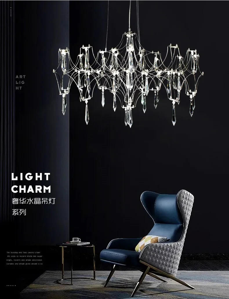 Description Picture 2 of itemModern Luxury Crystal Chandelier LED Starry Crystal Chandelier for Villa Parlor Bedroom Living Room Firefly Ceiling Chandeliers