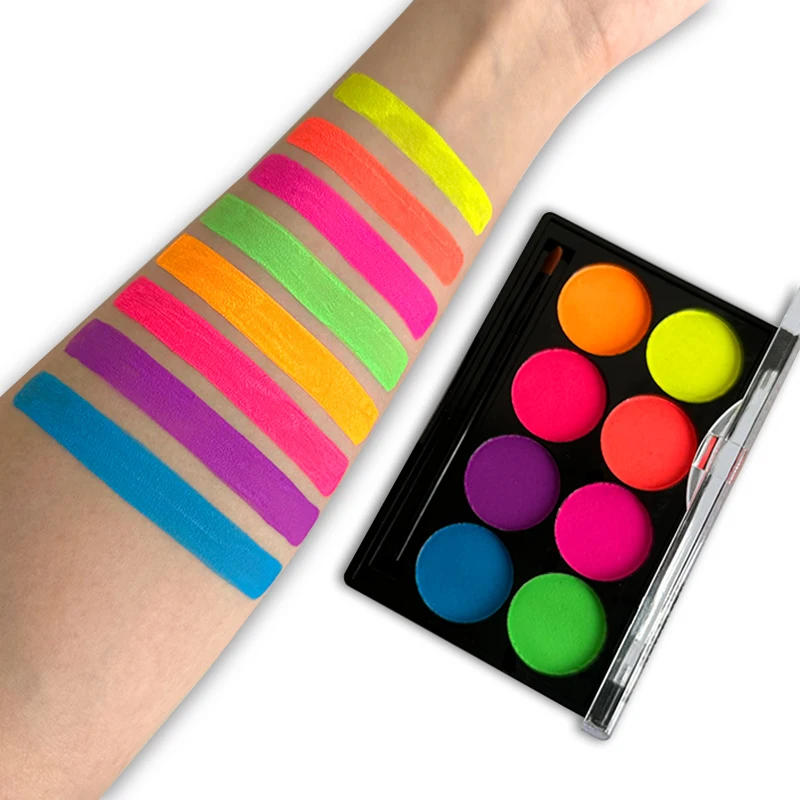 Description Picture 6 of item8 Colors Body Painting Palette for Tattoo Art UV Glow in The Dark Makeup Carnival Artist Cosplay Art Party Festival Cosmetics