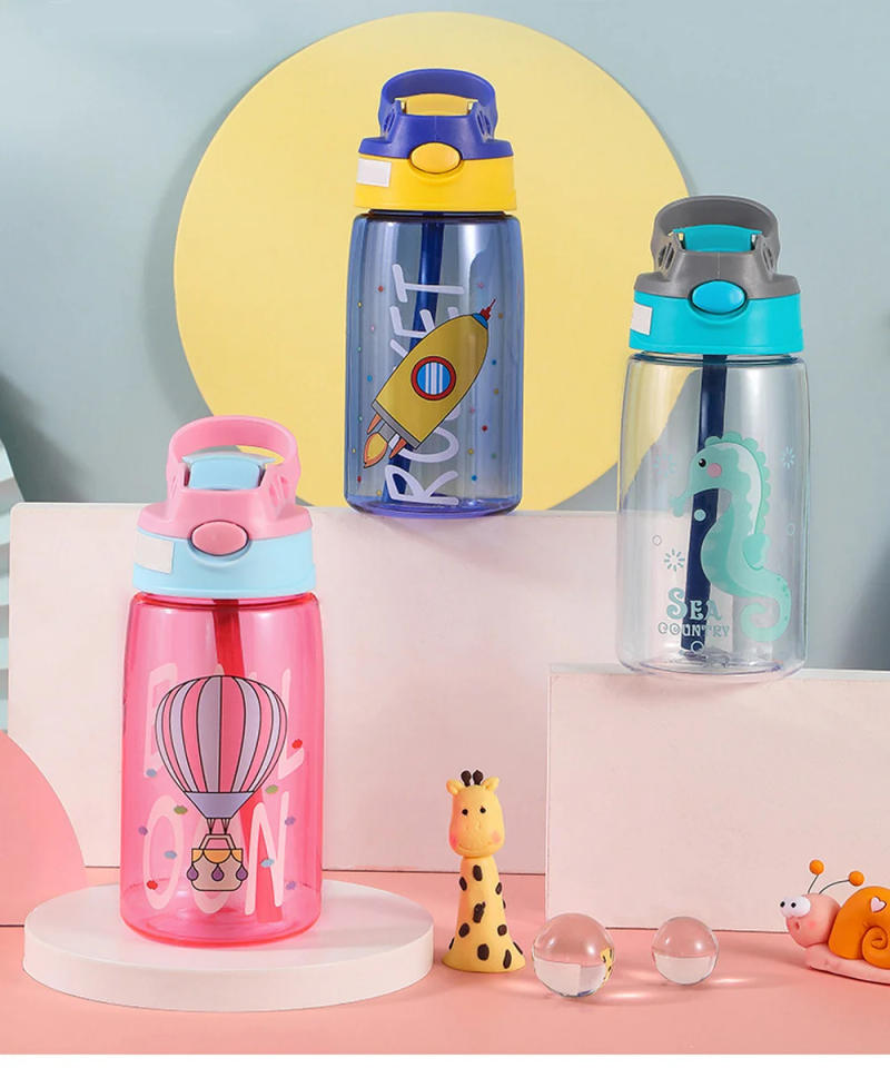 Description Picture 5 of item480ML Kids Sippy Water Bottles Creative Cartoon Feeding With Straws And Lids Spill Proof Portable Toddlers Drinkware Children