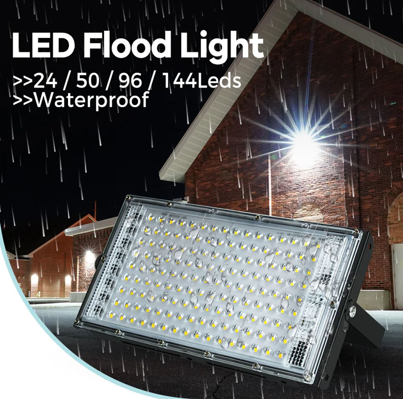 Description Picture 2 of item96Led Flood Light 100W Backyard Area Street Lamps Stadium Barn Flagpole Porch Garage Exterior Wall Mounted Lamp Waterproof 220V